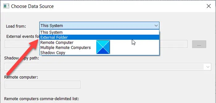 External Folder Option Selection