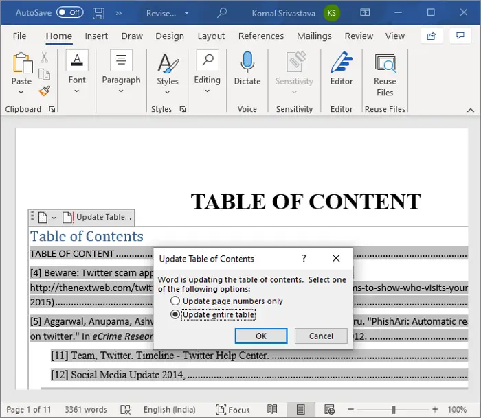 Fix Error, Bookmark not defined in Microsoft Word