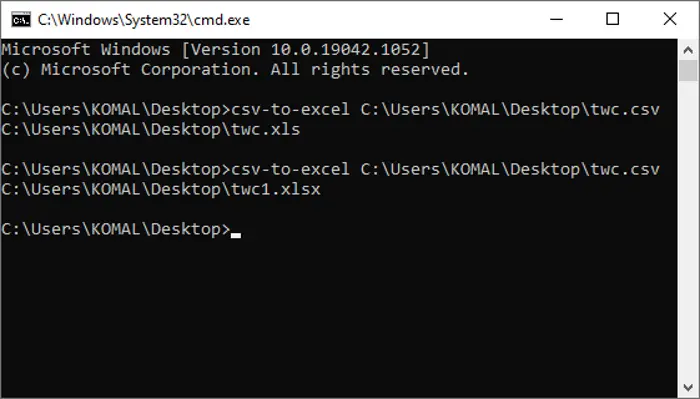 How to Convert CSV to Excel (XLS or XLSX) using Command line in Windows 10