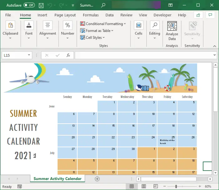 How to create a Calendar in Microsoft Excel