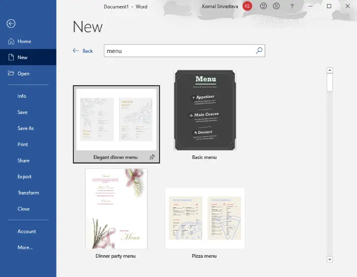 How to create a Restaurant Menu in Word