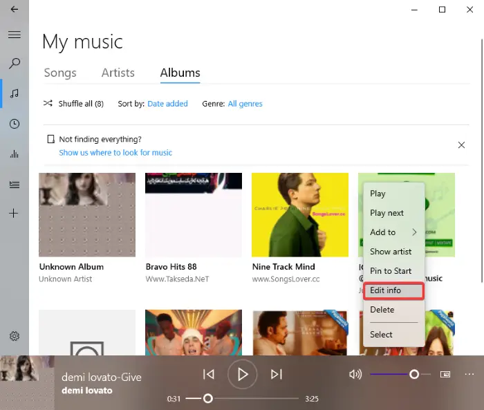 download and add album art in Windows 10