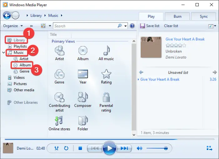 Descargar y agregar pistas en Windows Media Player