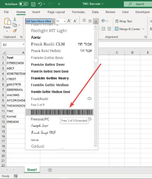 How to create barcode in excel