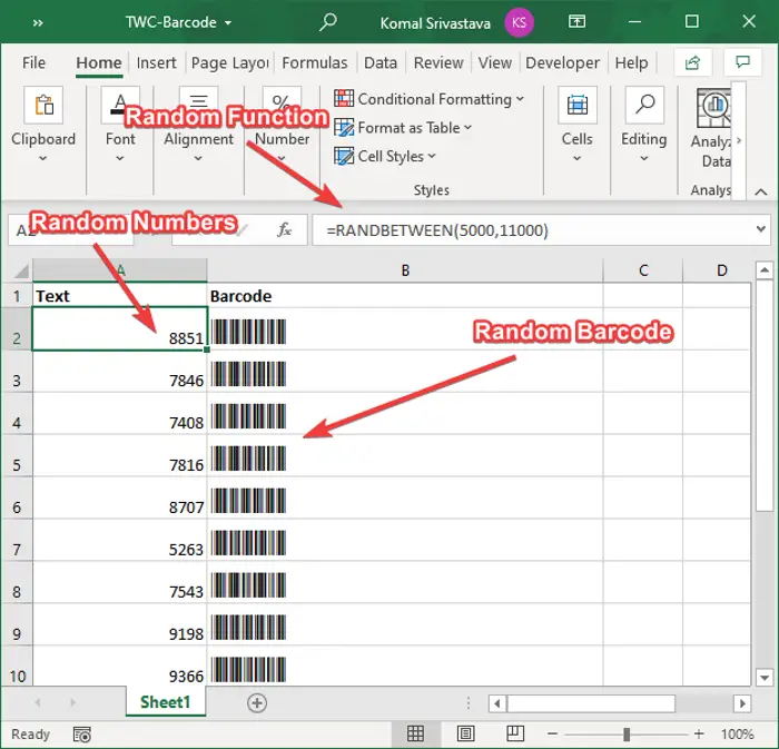 How to create Barcode in Excel