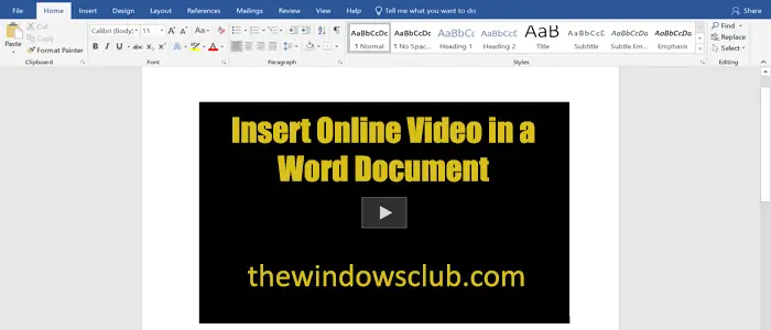 How to insert an Online Video into a Word Document