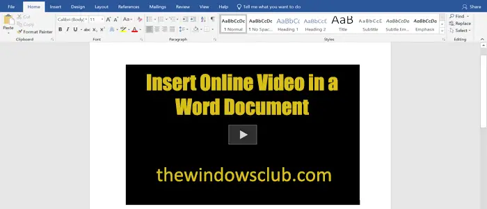 Bir Word Belgesine Çevrimiçi Video nasıl eklenir