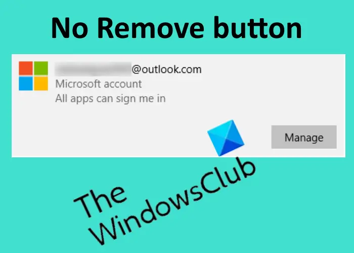 no remove button for microsoft acount