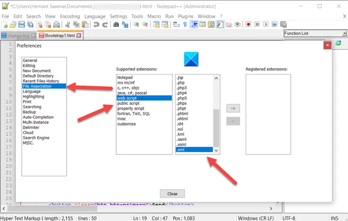 Set Notepad++ as default editor for .xml files Windows 11/10