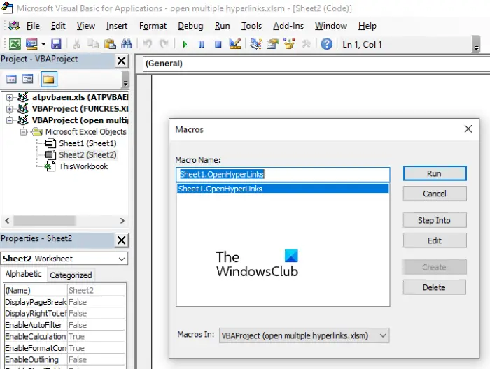 open multiple links from excel 1