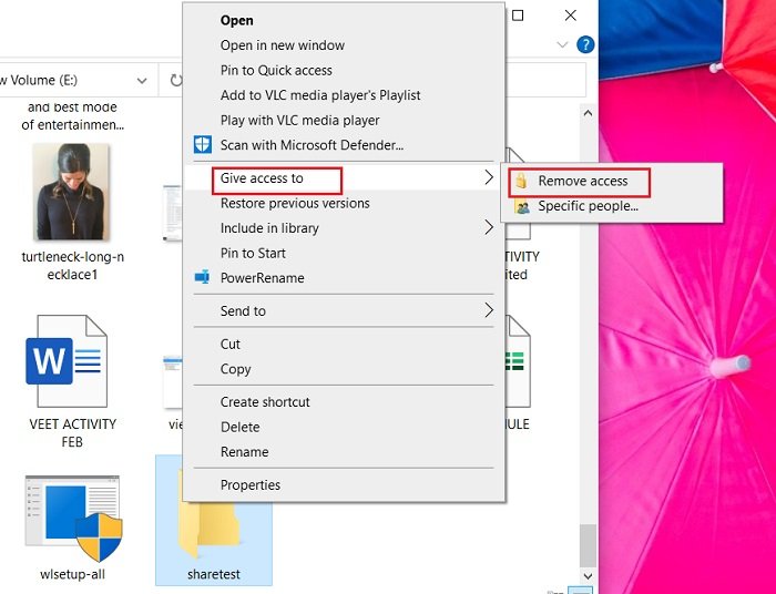 How to stop Sharing a Folder in Windows 10