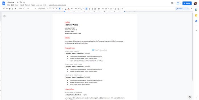Best resume templates for Google Docs to create professional CV