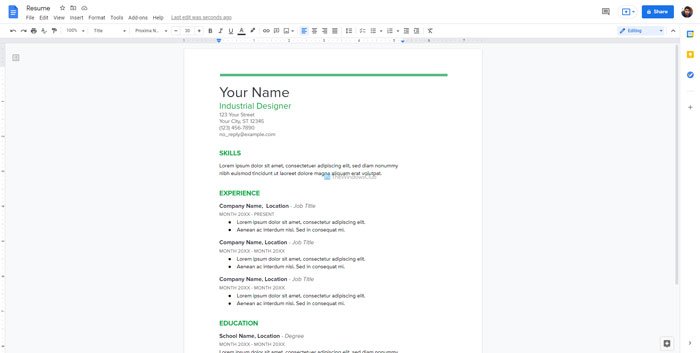 Best resume templates for Google Docs to create professional CV