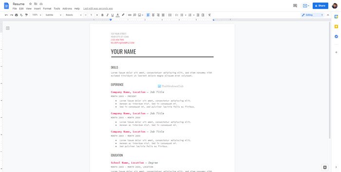 Best resume templates for Google Docs to create professional CV