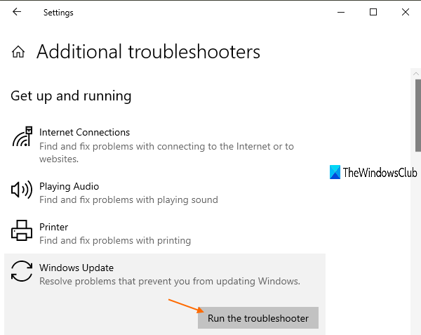 run Windows Update troubleshooter run Windows Update troubleshooter