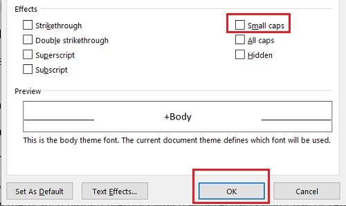 How to do Small Caps in Microsoft