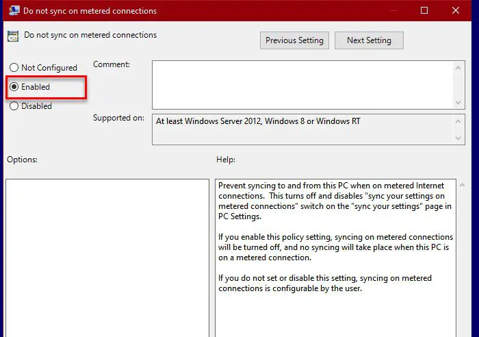 Enable or Disable Sync Your Settings on Metered Connections in Windows 10