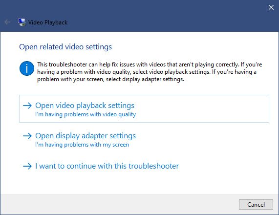 video playback troubleshooter