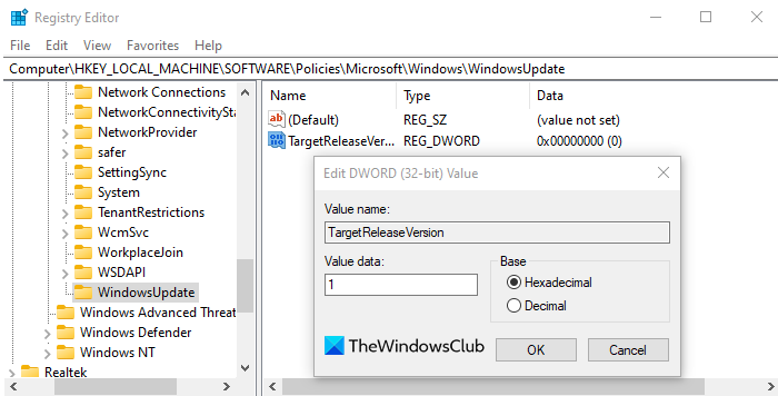 Block the Windows 11 using Registry Editor