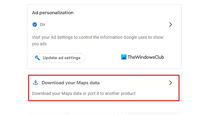 Download your Maps data