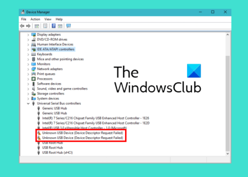 Unknown USB Device, Descriptor Request Failed on Windows