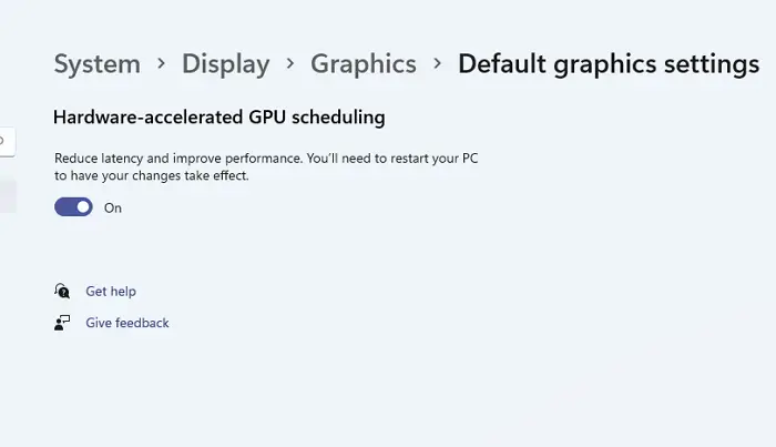 Hardware Accelerated GPU Scheduling Windows