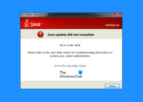 java error code 1618 fix