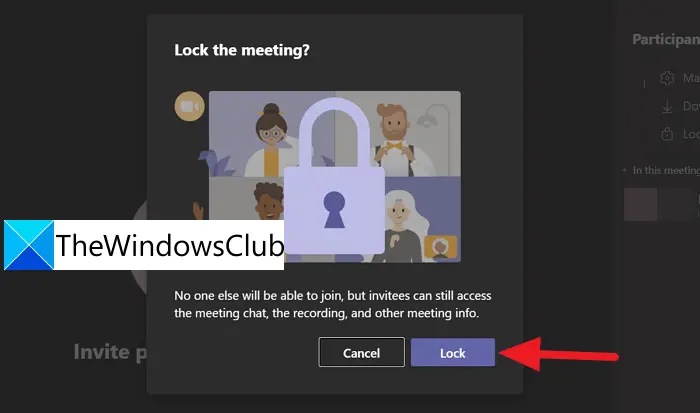 Lock the meeting Confirmation in Teams