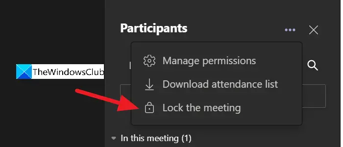 Lock the meeting in Microsoft Teams
