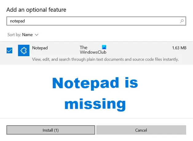 Notepad is missing