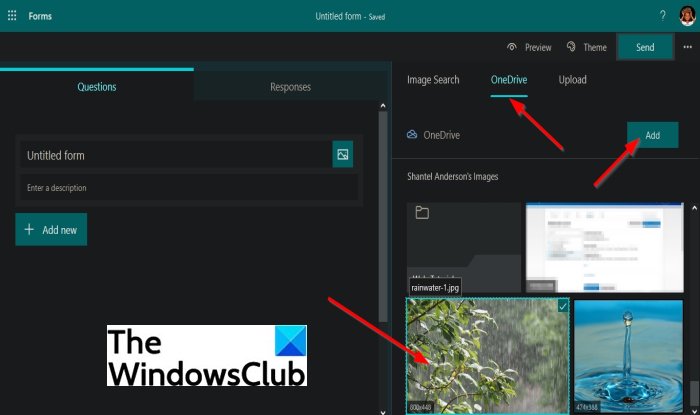 How to insert an image into the header in Microsoft Forms