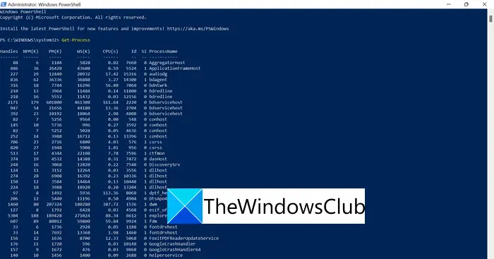 Process ID in PowerShell