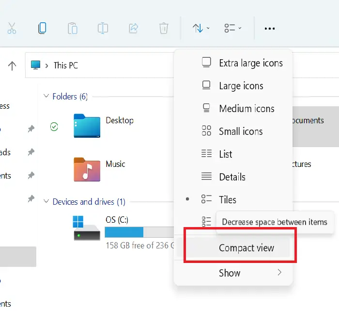 Replace File Explorer’s classic spacing on Windows 11