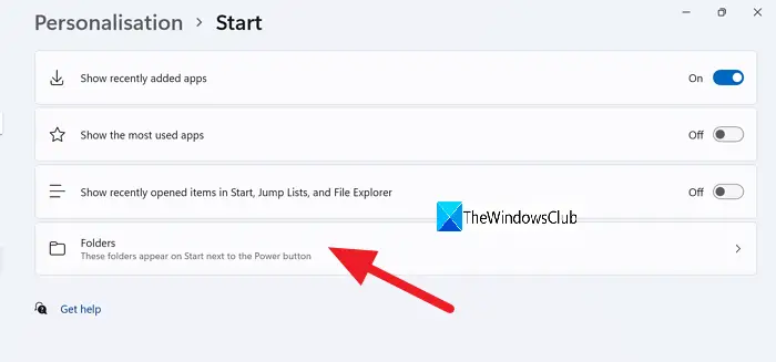 Start Menu Folders Windows 11