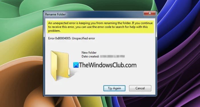 An Unexpected Error is keeping you from renaming the folder