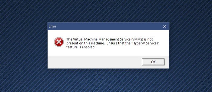 Virtual Machine Management is not present on this machine