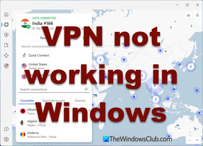 VPN not working in Windows