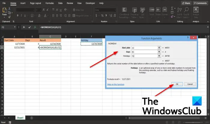 How to use the WORKDAY function in Excel