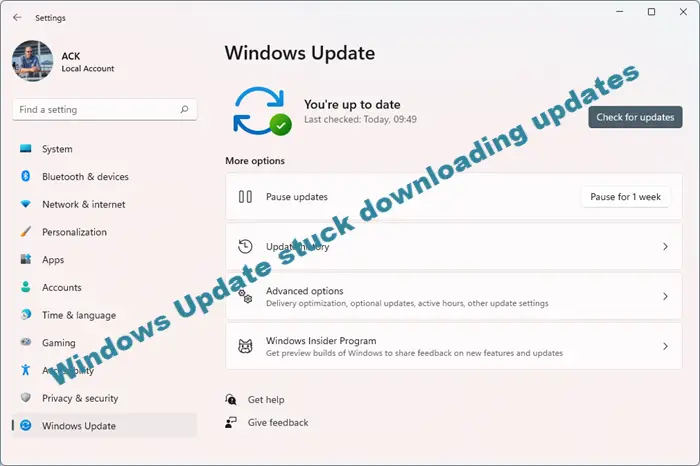 Windows Update stuck downloading updates