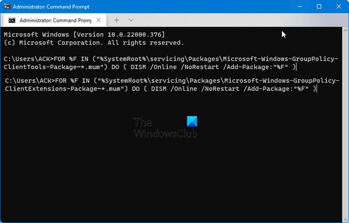 How to add Group Policy Editor to Windows 11/10 Home Edition