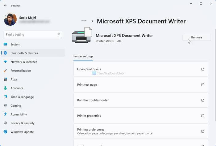 How to Add or Remove Microsoft XPS Document Writer Printer in Windows 11/10