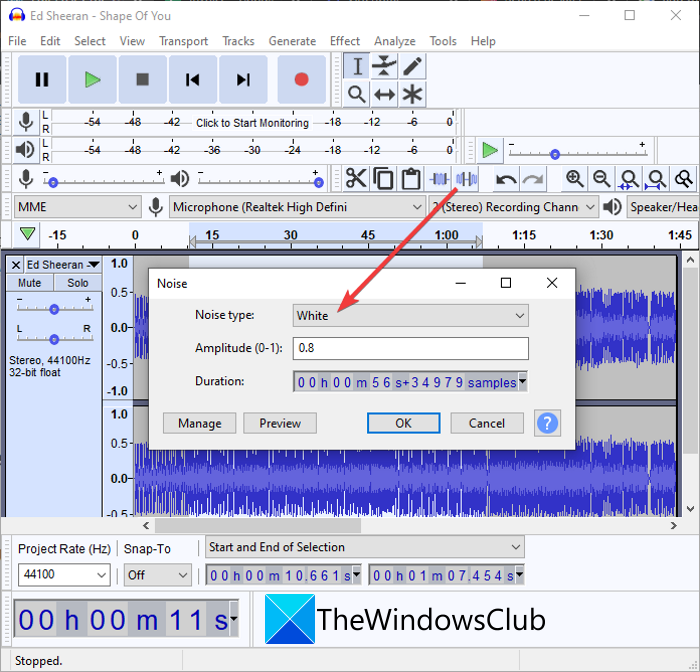 How to Add White Noise to Music on a Windows 11/10 PC