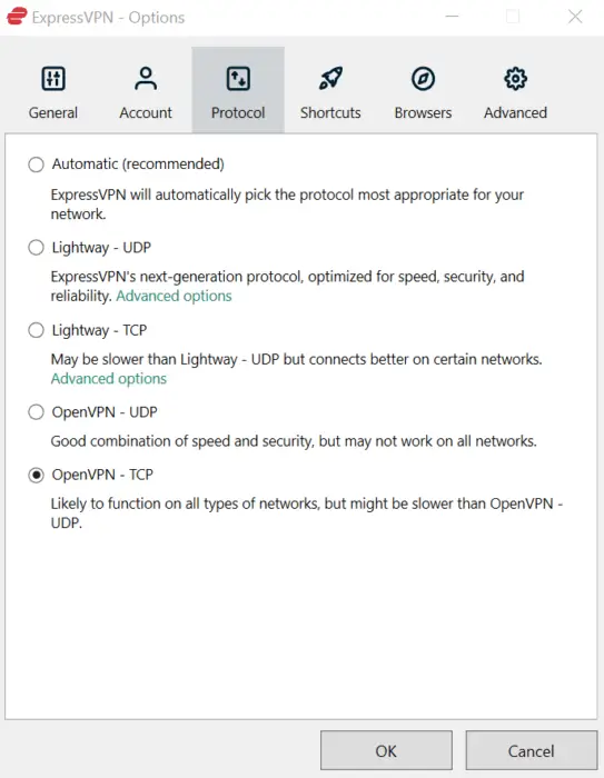 change vpn protocol