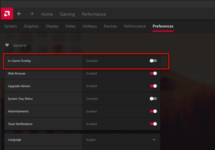 How to disable the Radeon Software Press ALT+R to open Overlay