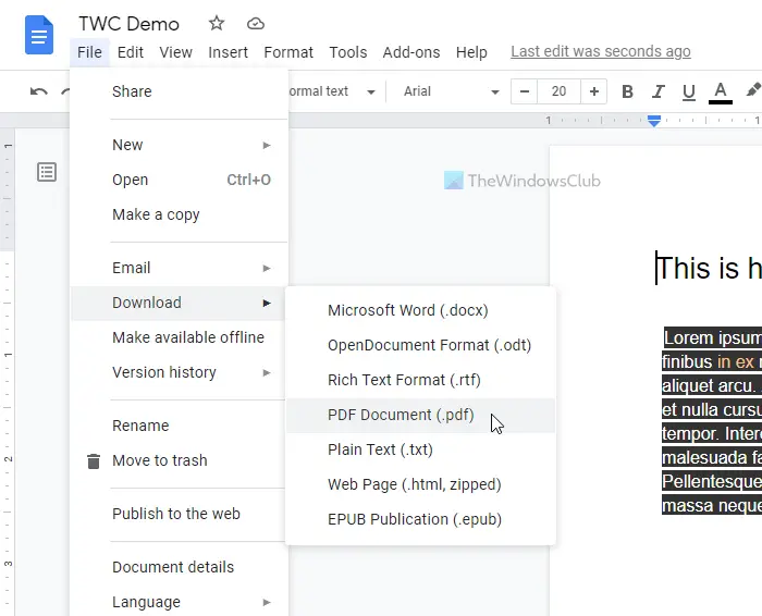 How to edit a PDF in Google Docs