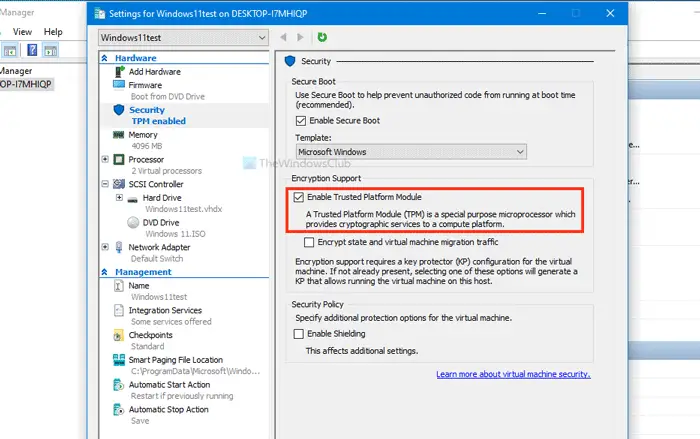 How to enable TPM in Hyper-V to install Windows 11