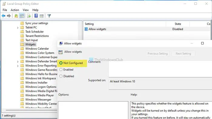 Fix blank Widgets or Widgets not loading issue on Windows 11