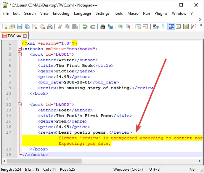 How to validate XML against XSD in Notepad++