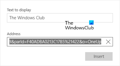 link file OneNote app Windows 10