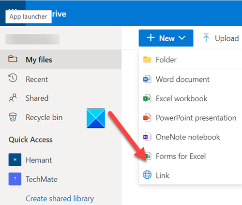 OneDrive Forms for Excel